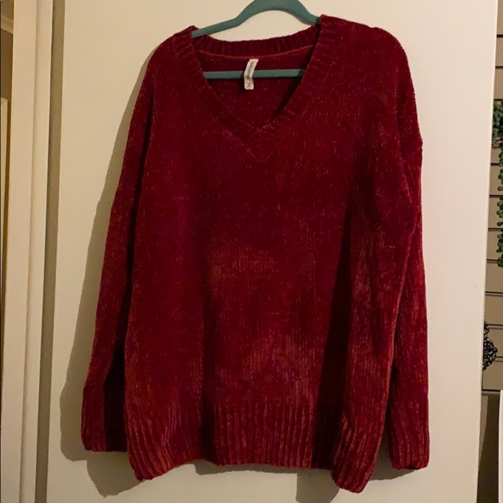 Red chenille sweater